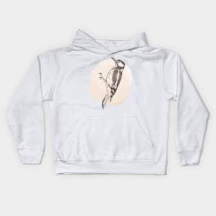 Hand drawn illustration of woodpecker bird Kids Hoodie